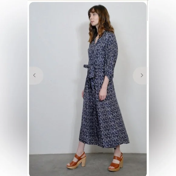 Apiece Apart Isla Wide Leg Jumpsuit 100% Silk Block Print Size 2 - Picture 16 of 16